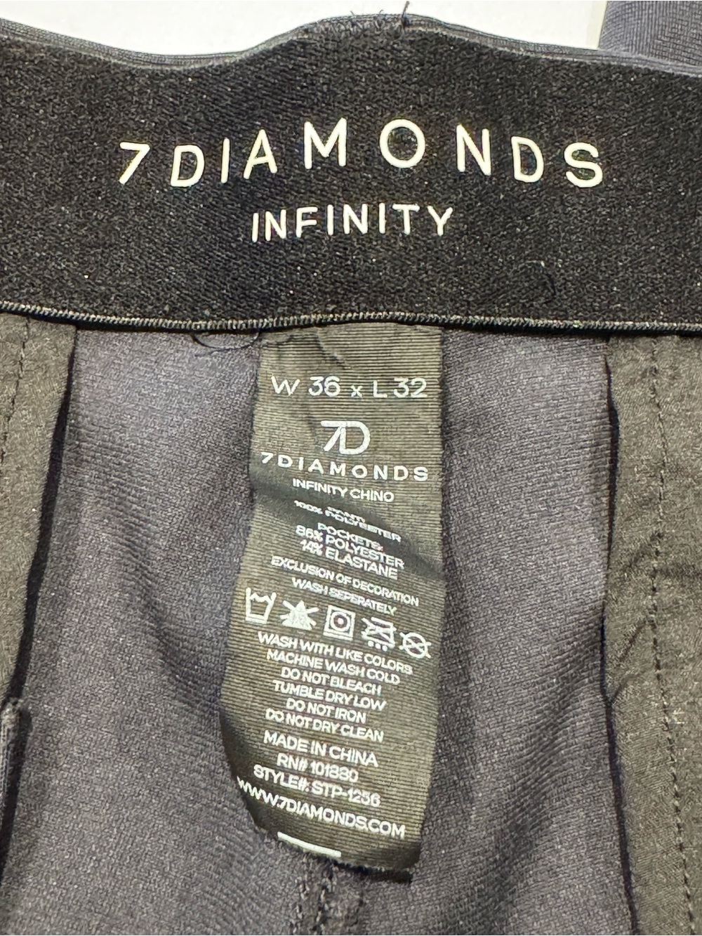 7 Diamonds Infinity Chino Athletic Pants Men's 36x32 Navy Blue Golf Athleisure - Picture 7 of 7